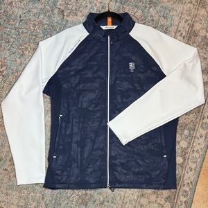 Peter Millar Performance Golf Jacket XL Navy White Full Zip Lightweight Athletic